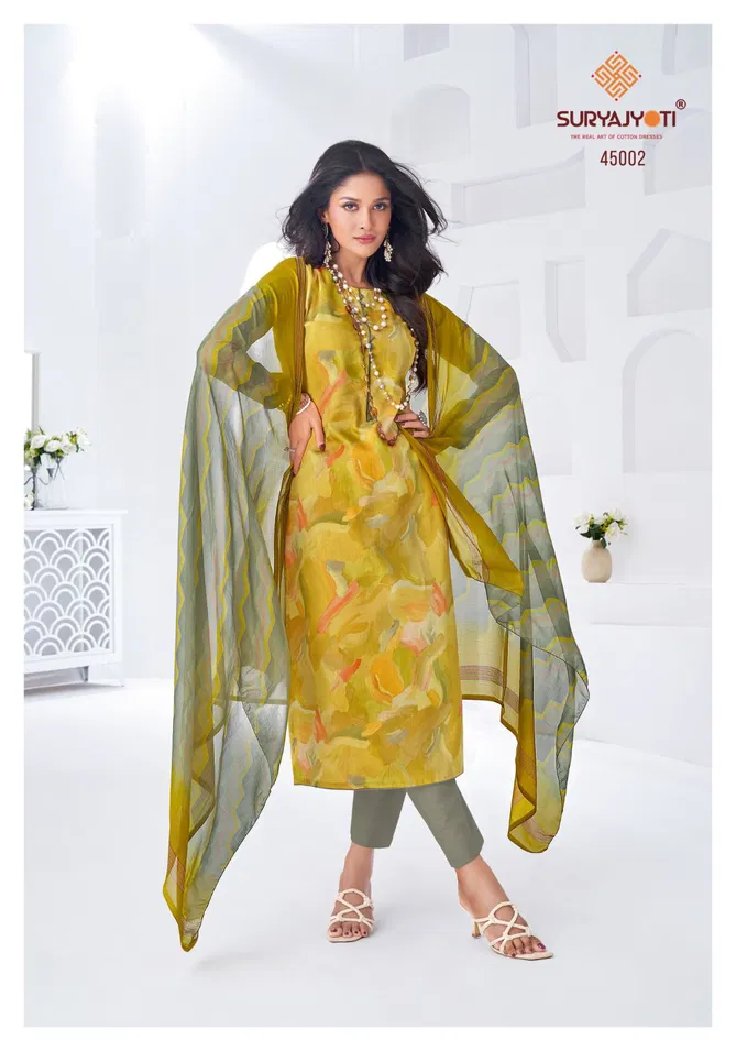 Naishaa Vol 45 By Suryajyoti Jam Satin Printed Dress Material Suppliers In India